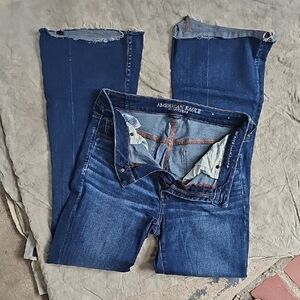 American Eagle Indigo Hi Rise Slim Flare Jeans
